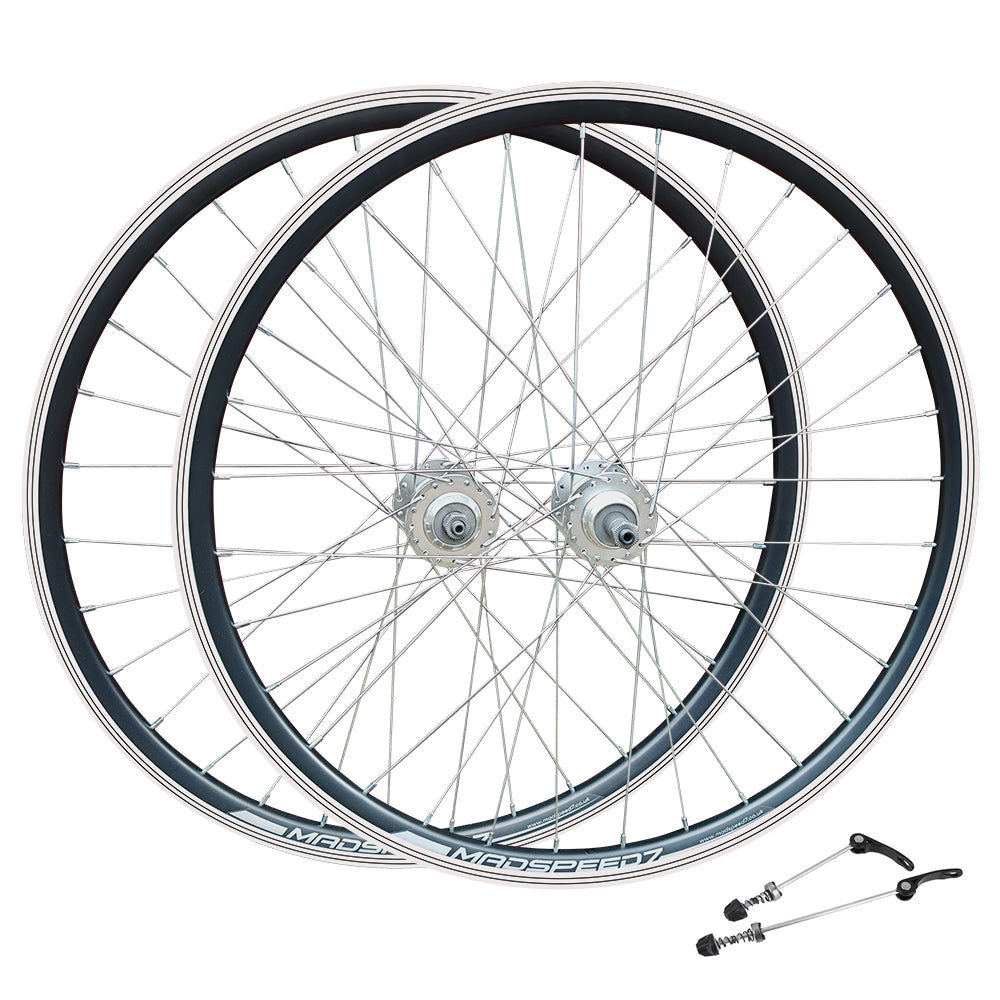 QR 29" 29er (ETRTO 622x19) MTB Mountain Bike Wheel Set - 6/7/8/9 Speed Screw-On Freewheel Compatible - Rim & Disc Brake Compatible - Double Wall - 32x Silver Spokes