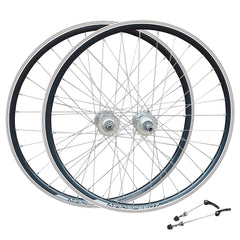 QR 29" 29er (ETRTO 622x19) MTB Mountain Bike Wheel Set - 6/7/8/9 Speed Screw-On Freewheel Compatible - Rim & Disc Brake Compatible - Double Wall - 32x Silver Spokes