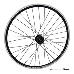 QR 700c 28" (ETRTO 622x19) Hybrid Bike FRONT Wheel - Rim & Disc Brake Compatible - Sealed Bearings Hub - Double Wall Rim - 32x Black Spokes