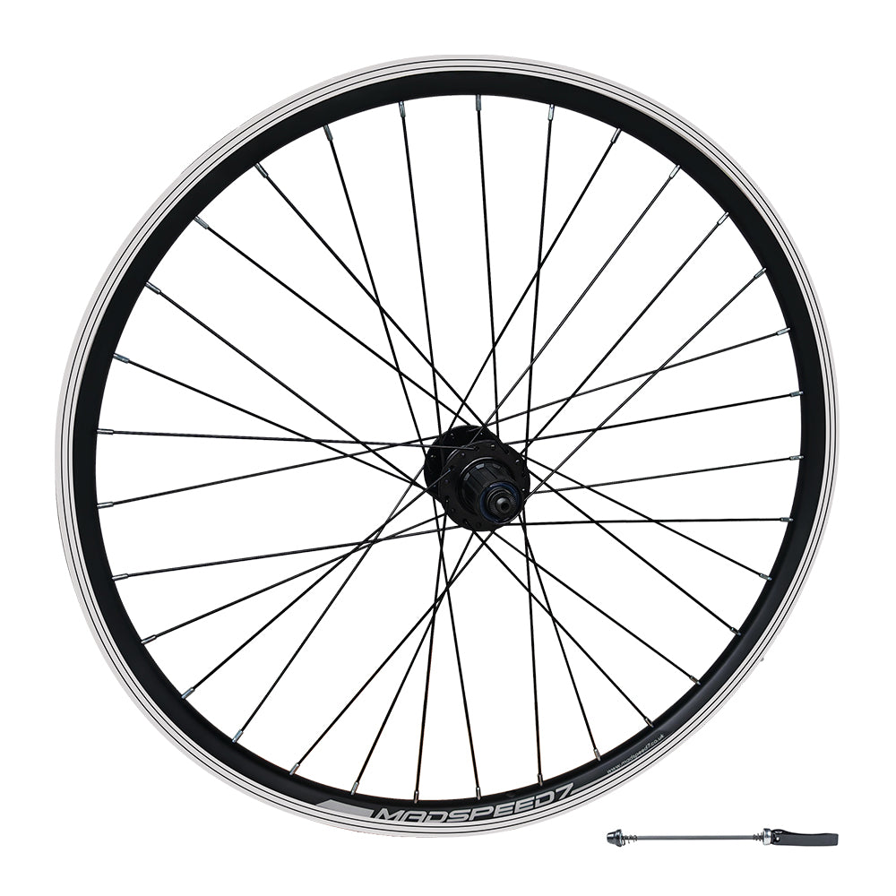 QR 700c 28" (ETRTO 622x19) Hybrid Bike REAR Wheel 7/8/9/10 Speed - Rim & Disc Brake Compatible - Sealed Bearings Hub - Double Wall Rim - 32x Black Spokes
