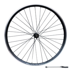 QR 700c (ETRTO 622x15) Road Racing Bike FRONT Wheel - Sealed Bearings Hub - 32x Black Spokes - Double Wall Rim - Lightweight 875g