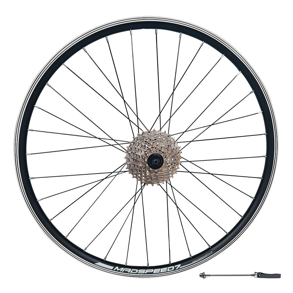 QR 29″ 29er (ETRTO 622x19) MTB Mountain Bike REAR Wheel 7/8/9/10 Speed - Rim & Disc Brake Compatible - Sealed Bearings Hub - Double Wall Rim - 32x Black Spokes