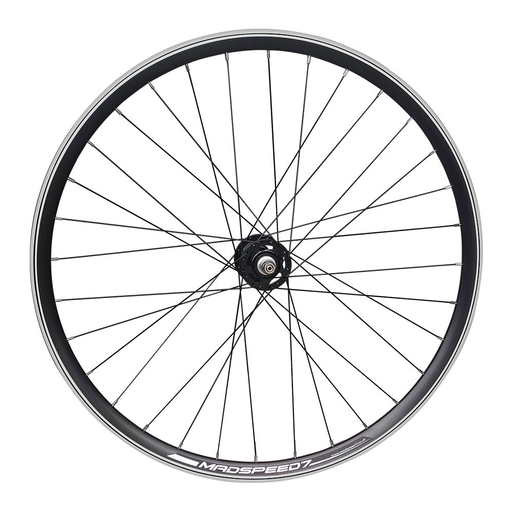 700c (ETRTO 622x15) Fixed Fixie Single Speed Bike FRONT Wheel - Sealed Bearings Hub - 32x Black Spokes - Double Wall