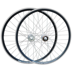 700c (ETRTO 622x15) Fixed Fixie Single Speed Bike Wheel Set Flip Flop Hub - Sealed Bearings Hubs - 32x Silver Spokes - Double Wall